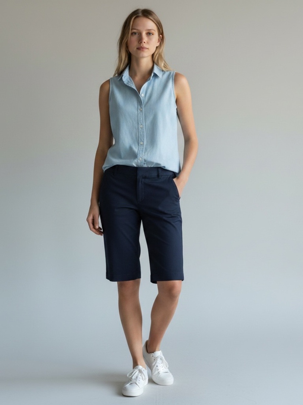 J.Crew Women’s Navy Bermuda Chino Shorts | Size 8